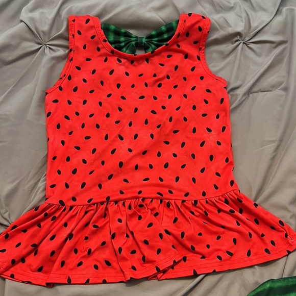Girls Watermelon matching summer shorts and tank top set.  Soft comfy material - Picture 3 of 5